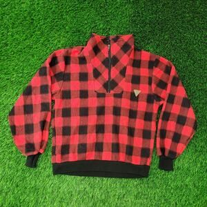VTG Unionbay 1/2 Zip Buffalo Plaid Fleece Anorak Womens Large Gorpcore